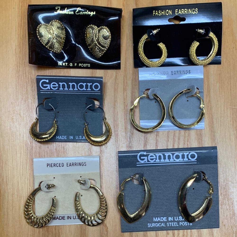 Gold tone Hoop Earrings - Chunky Textured & Smooth Styles Vintage
